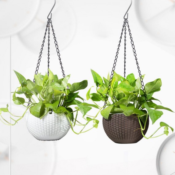 Round hanging pot with self-watering - 1