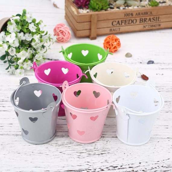 Pot - bucket with hearts for plant - 1