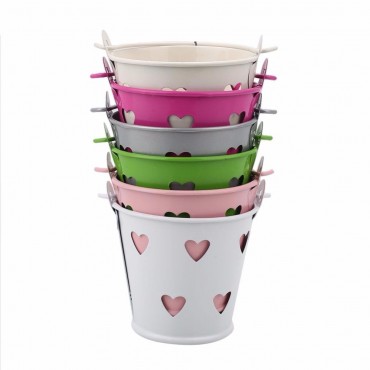 Pot - bucket with hearts for plant - 3