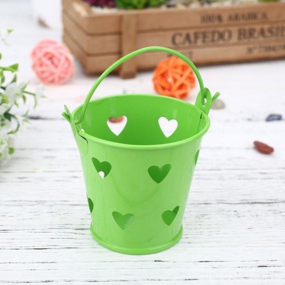 Pot - bucket with hearts for plant - 10
