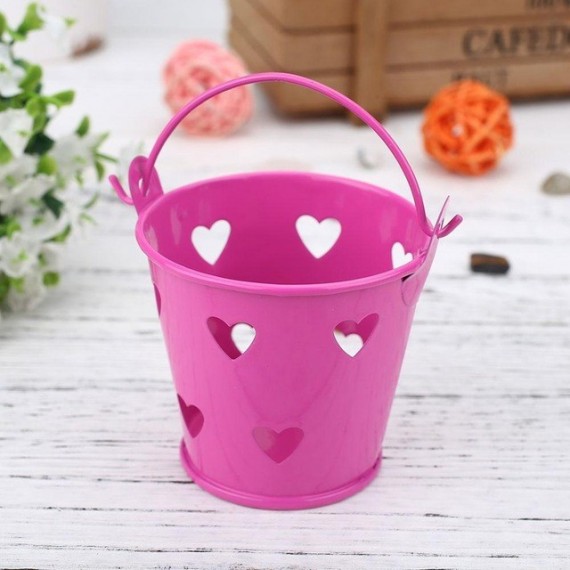 Pot - bucket with hearts for plant - 11