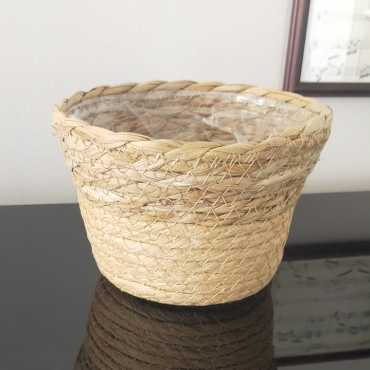 Two-tone wicker plant pot cover sur cache-pot.fr