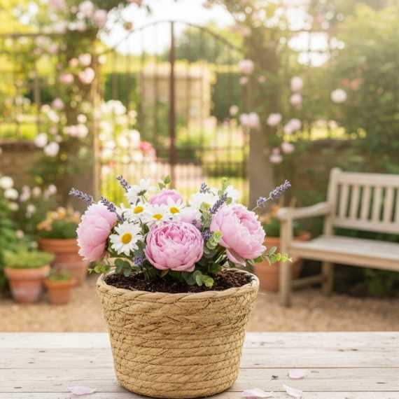 Bloempot van tweekleurig riet sur cache-pot.fr