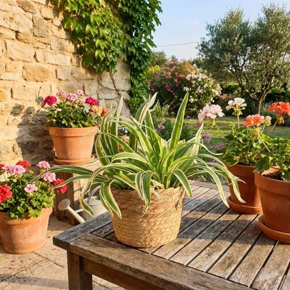 Bloempot van tweekleurig riet sur cache-pot.fr