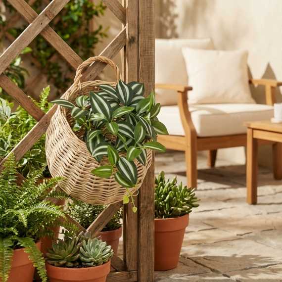 Wandbloempot van rotan sur cache-pot.fr