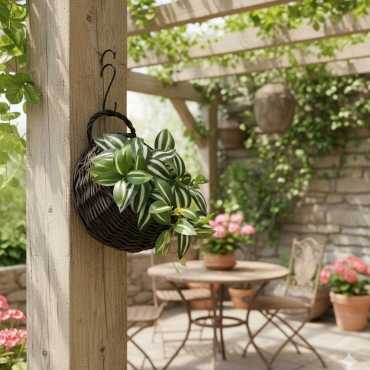 Cache-pot mural en rotin sur cache-pot.fr