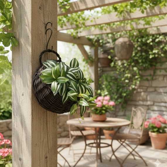 Wand-Blumentopf aus Rattan sur cache-pot.fr