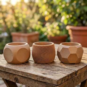 Lote de 3 maceteros de madera Wood sur cache-pot.fr