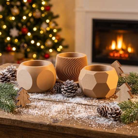 Set of 3 Wooden Plant Pots sur cache-pot.fr