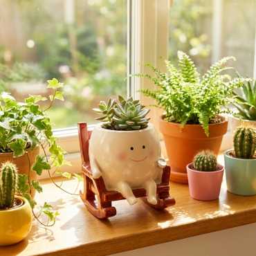 Klein sierpotje op een schommelstoel sur cache-pot.fr