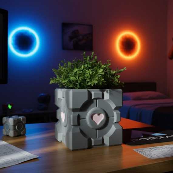 Plant Pot Companion Cube sur cache-pot.fr