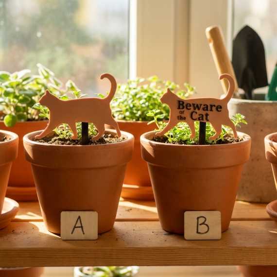 Cartel para plantar Gato sur cache-pot.fr